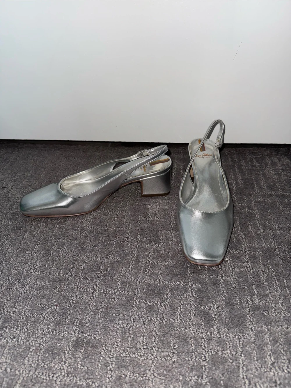 Sam Edelman Metallic Silver Slingback Heels